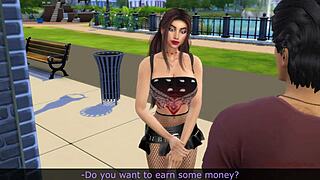 A young woman performs oral sex on an unfamiliar man in exchange for financial compensation, deceived into sexual activity