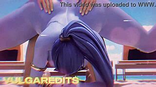 A compilation of Overwatch-inspired hentai with futanari action