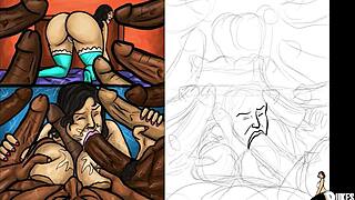 Watch the latin milf suck huge black dicks in this illustration