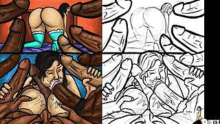 Hot milf cheats with a black bull in this illustration