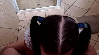 a girl in lingerie performs a unique act on the toilet for her boyfriend.