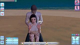 Feeling intense pleasure in hentai beach resort with blowjob