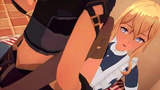 Hey, check out these hot maids from Jean Genshin Impact in 3D action!