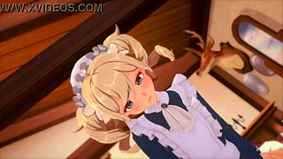 Hey, check out these hot maids from Jean Genshin Impact in 3D action!