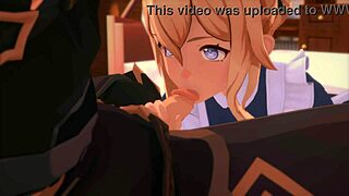 Hey, check out these hot maids from Jean Genshin Impact in 3D action!