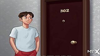 Hot bathroom scene in Summertime Saga game