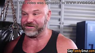 gay stepdad and stepson sweat hard before intense anal