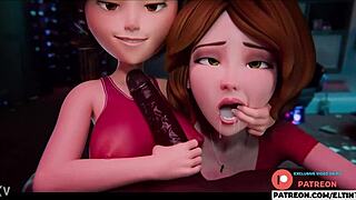 Aunt Cass and Elastigirl in hot double BBC action