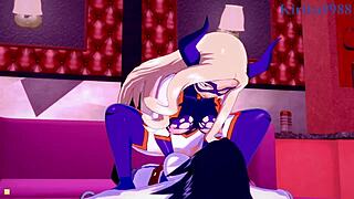 欧赤子在野蛮3D卡通中与Mt Lady的奶油派