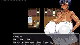 tanned girl natsuki feels excited flashing huge tits to help captain jerk off