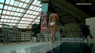 Watch Alla, The Brunette Teen, Swim Naked In The Hot Pool