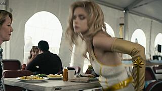 Blonde bombshell Erin Moriarty goes topless in spandex