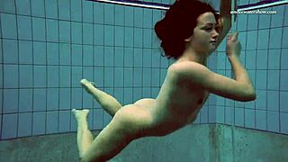 Watch Alla, The Brunette Teen, Swim Naked In The Hot Pool