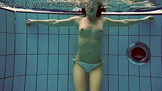 Watch Alla, The Brunette Teen, Swim Naked In The Hot Pool