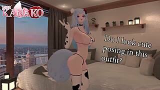 Squirting ganyu cosplay with big tits and anal action