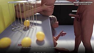 Stepdad Joins Hot Threesome with Teen Redhead and Blonde Friend