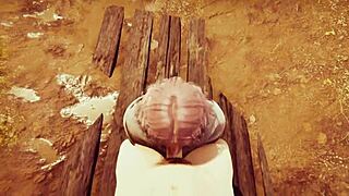 i watch melina deepthroating in this uncensored 3d hentai, her big tits bouncing as she takes the huge cock.