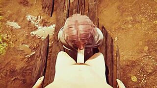 i watch melina deepthroating in this uncensored 3d hentai, her big tits bouncing as she takes the huge cock.