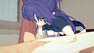 oh yeah yuuka's thicc thighs in 3d hentai