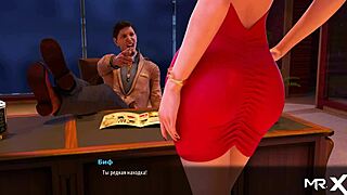 in this anime game, a character flirts with her boss at the office