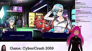 Vtuber Lewdneko Plays Cybercrush 2069 With Big Tits!