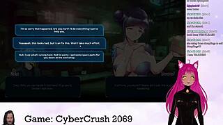 Vtuber Lewdneko Plays Cybercrush 2069 With Big Tits!
