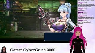 Vtuber Lewdneko Plays Cybercrush 2069 With Big Tits!