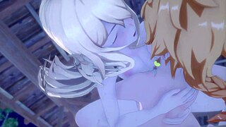 Jean with hair down shares a kiss in Genshin Impact