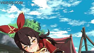 amber feels joy in genshin impact with aether