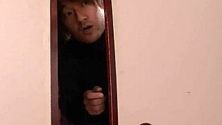 Exposed japanese teen furiously masturbates her shaved pussy!