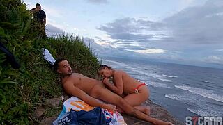 caught hot blonde banging on itanhaem beach with latina flair