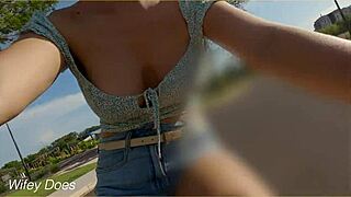 Wife bares big tits on public bike ride