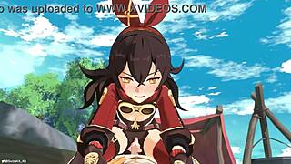 amber feels joy in genshin impact with aether