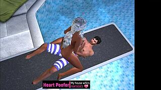 Who took her at the public pool jumping board?