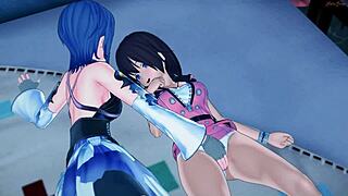 Aqua Rubs Kiari's Pussy in Hot Lesbian Hentai