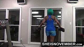 Fit Ebony Cosplayer Works Naked In Gym, Sucks Stranger's Dick, Facesits And Has Rough Hardcore Sex.