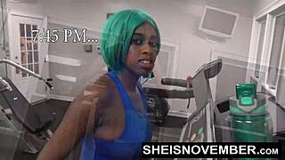 Fit Ebony Cosplayer Works Naked In Gym, Sucks Stranger's Dick, Facesits And Has Rough Hardcore Sex.