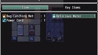 Can Natsuki handle the monster cock pouring cum deep in her womb in this hentai game?