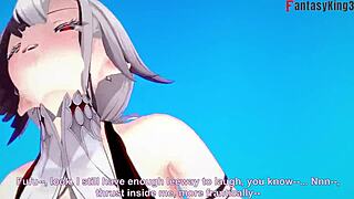 Arlecchino is fucking in a bikini on the beach in this genshin impact hentai