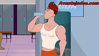 Ever wonder how a buff cartoon stud gets wild in the gym?