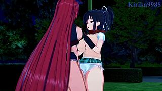 Big-boobed Asuka and Homura get into some erotic 3D action in Senran Kagura hentai