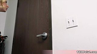 cute teen demi hawks caught shoplifting, tiny pussy punished by burglar