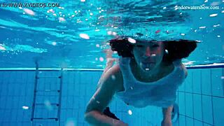 Horny Czech Teen Strips Naked Fast to Reveal Sexy Body in Tight Underwater Scene Outdoors