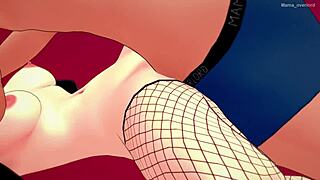 girlfriend in red stockings and enderman mask gets hot for fucking before sleep in hentai minecraft