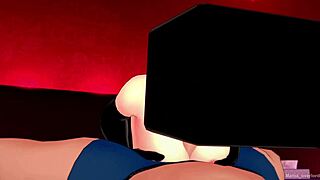 girlfriend in red stockings and enderman mask gets hot for fucking before sleep in hentai minecraft