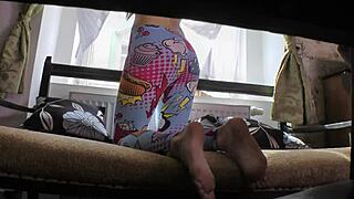 I mean, sexiest spandex leggings ripped off for dirty feet tease