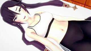 Mona in her new sport outfit has fun with a big cock