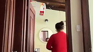 my cute milf neighbor masturbates to creampie in the bathroom