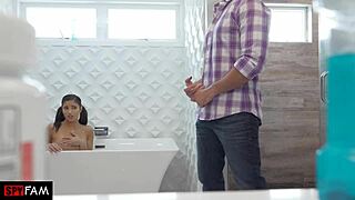 I’m hooked as stepdad pounds my tight pussy by the pool.