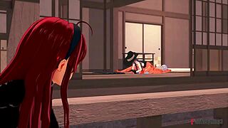 Eris catches Roxy fucking and joins in Mushoku Tensei